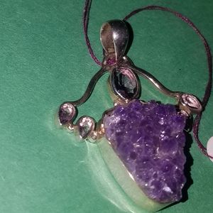 New Sterling silver Amethyst & mystic topaz pendant